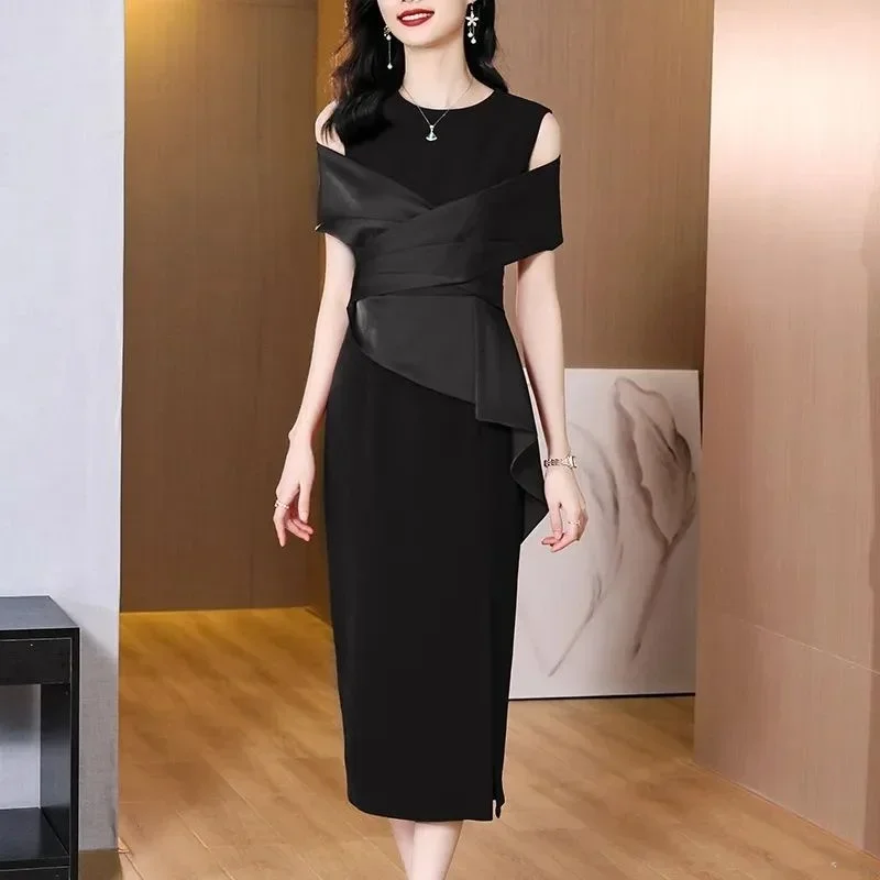 Off Shoulder Split High Waist One Step New Style Female Summer Plus Size Dresses Vestidos Women Dress