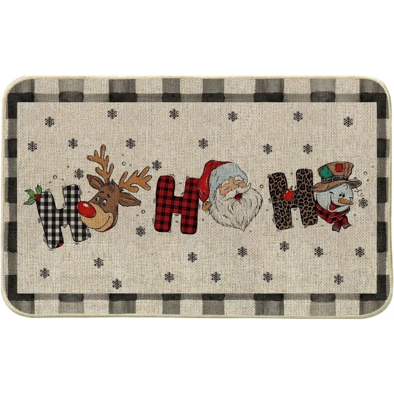 Snowman deer Santa Claus door mat winter indoor and outdoor home porch holiday decoration floor mat 61X90cm