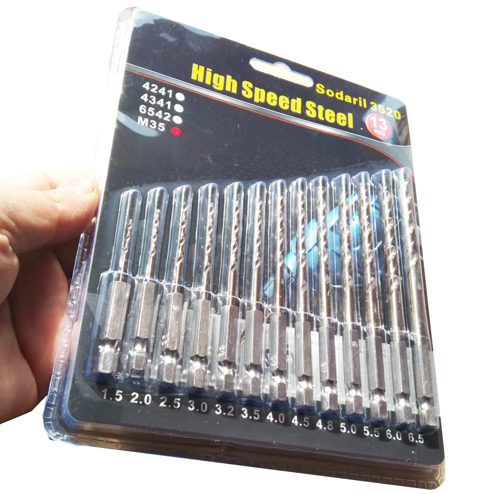 New patent new package 13 PCS 1.5-6.5mm M35 Cobalt Drill Bit HSSCO Twist Drill Bit Set 1/4\