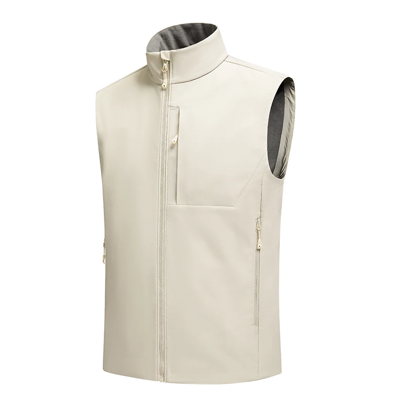 Soft-shell Vest Autumn Winter Outdoor High-Quality Fashionable Casual Solid-Color Vest Versatile Warm Trendy Coat Yellow /L Size