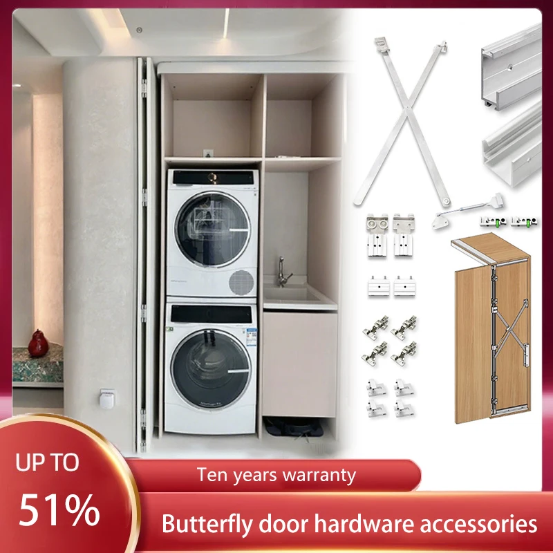 

Hidden Cabinet Door Wardrobe Folding Flat Door Hardware Accessories Butterfly Door Track Inverted Pocket Door Sliding Guide Rail
