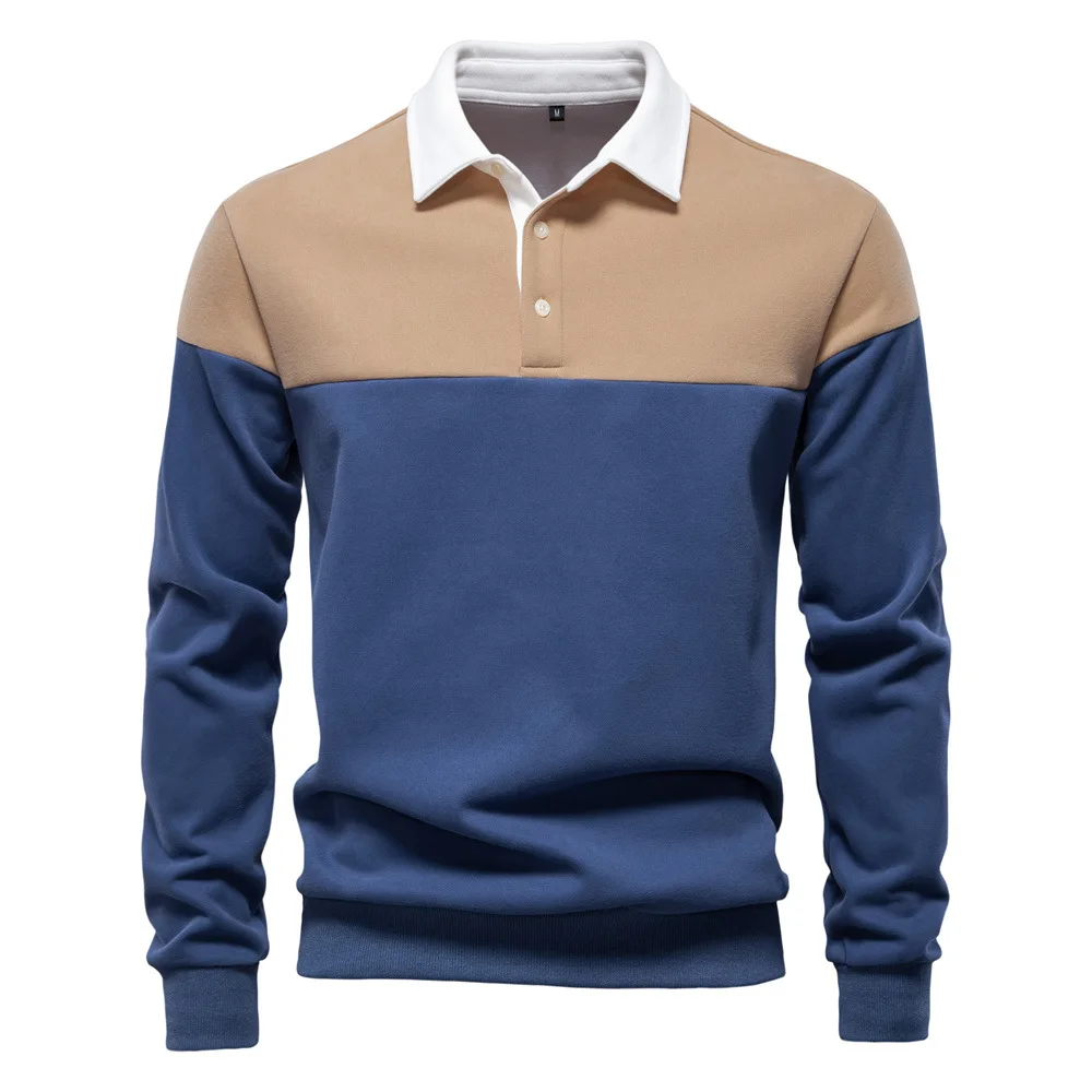 

New men's multi-color sports pullover, long-sleeved with a turned-down collar, a casual, soft and comfortable men's streetwear.