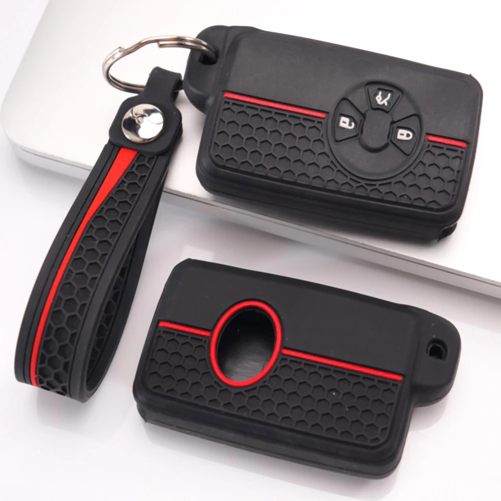 Silicone Key Cover With Wrist Strap For Toyota RAV4 Camry Prius Alphard Vellfire Estima Auris Premio Highlander Prado Crown Slim