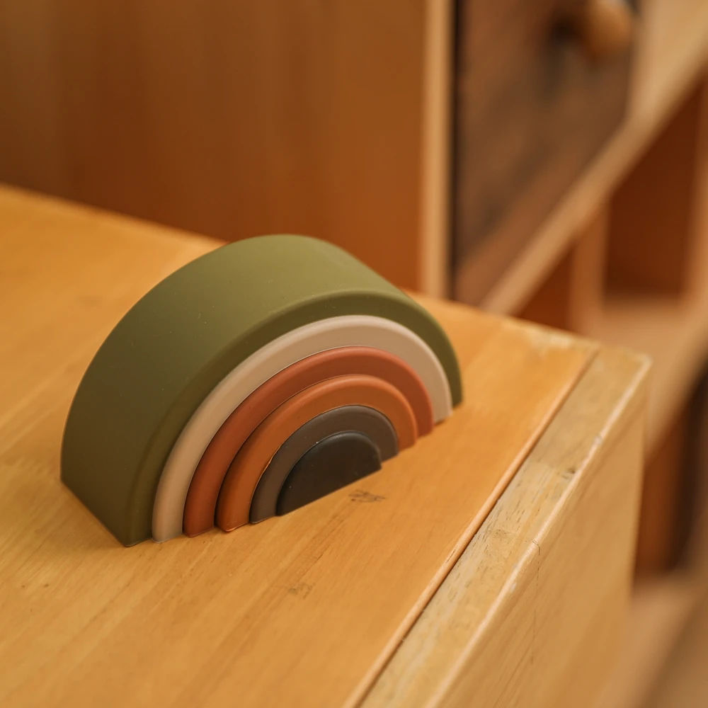 Montessori Baby Toy Stacking Building Blocks Toys Silicone Matching Creative Toys Game Edible Early Educational Toys Baby Gifts