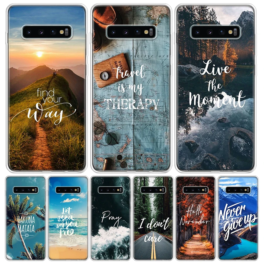 Travel Mountain Beach Proverb For Samsung Galaxy S24 S23 S21 S22 Ultra S10 Plus S20 FE Phone Case S10E S8 S9 + Housing Shell