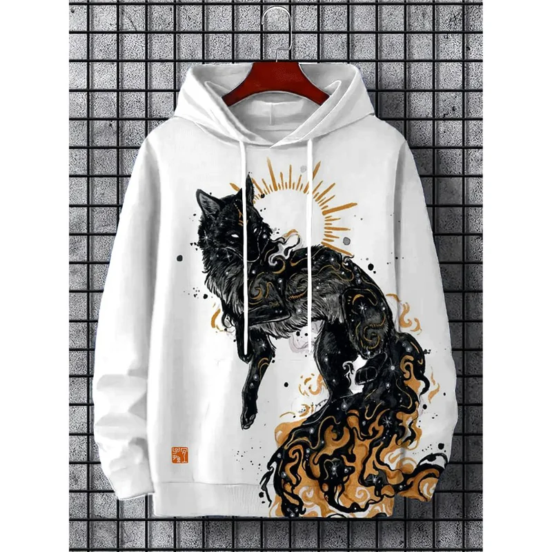 3D Printed Retro Art Hoodies For Men Cthulhu Pattern Sweatshirts Spring Autumn Casual Loose Hooded Long Sleeves Street Pullovers