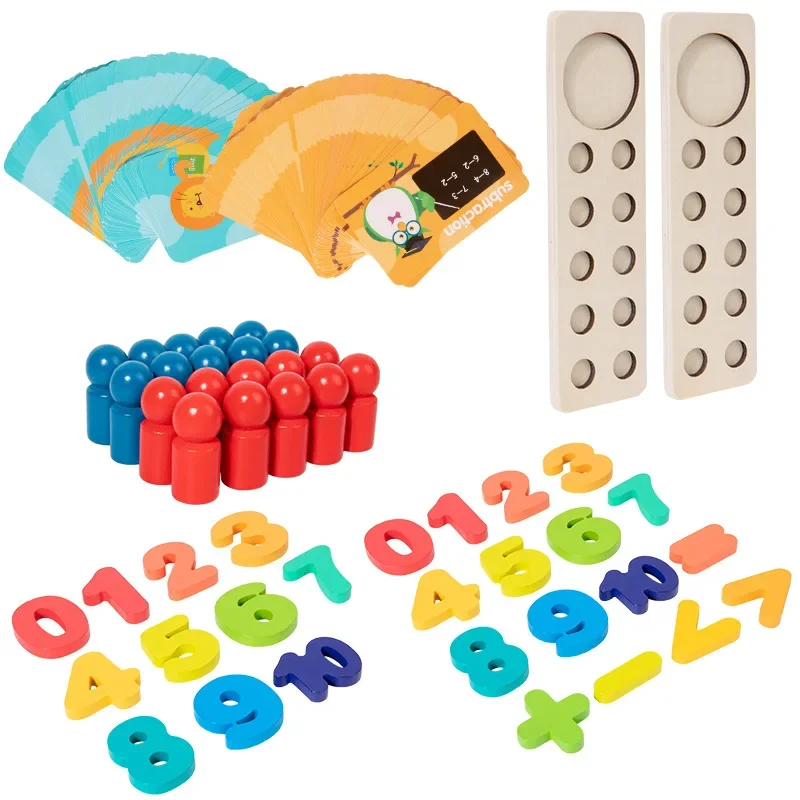 Wooden Children's Numerical Addition and Subtraction Puzzle Toy Color Recognition Board Puzzle Toy xl