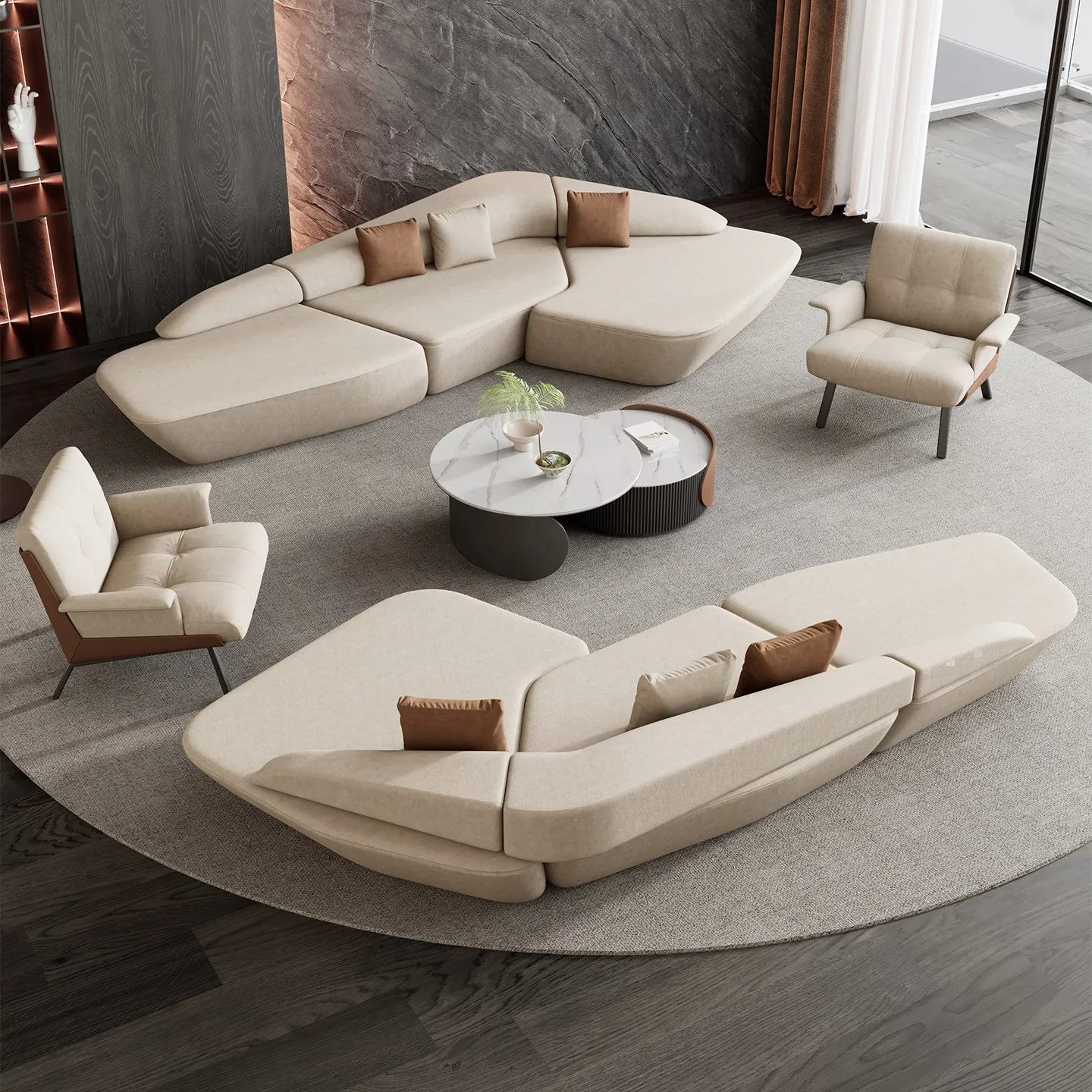 LMM minimalist special-shaped corner sofa sitting area hotel lobby business meeting