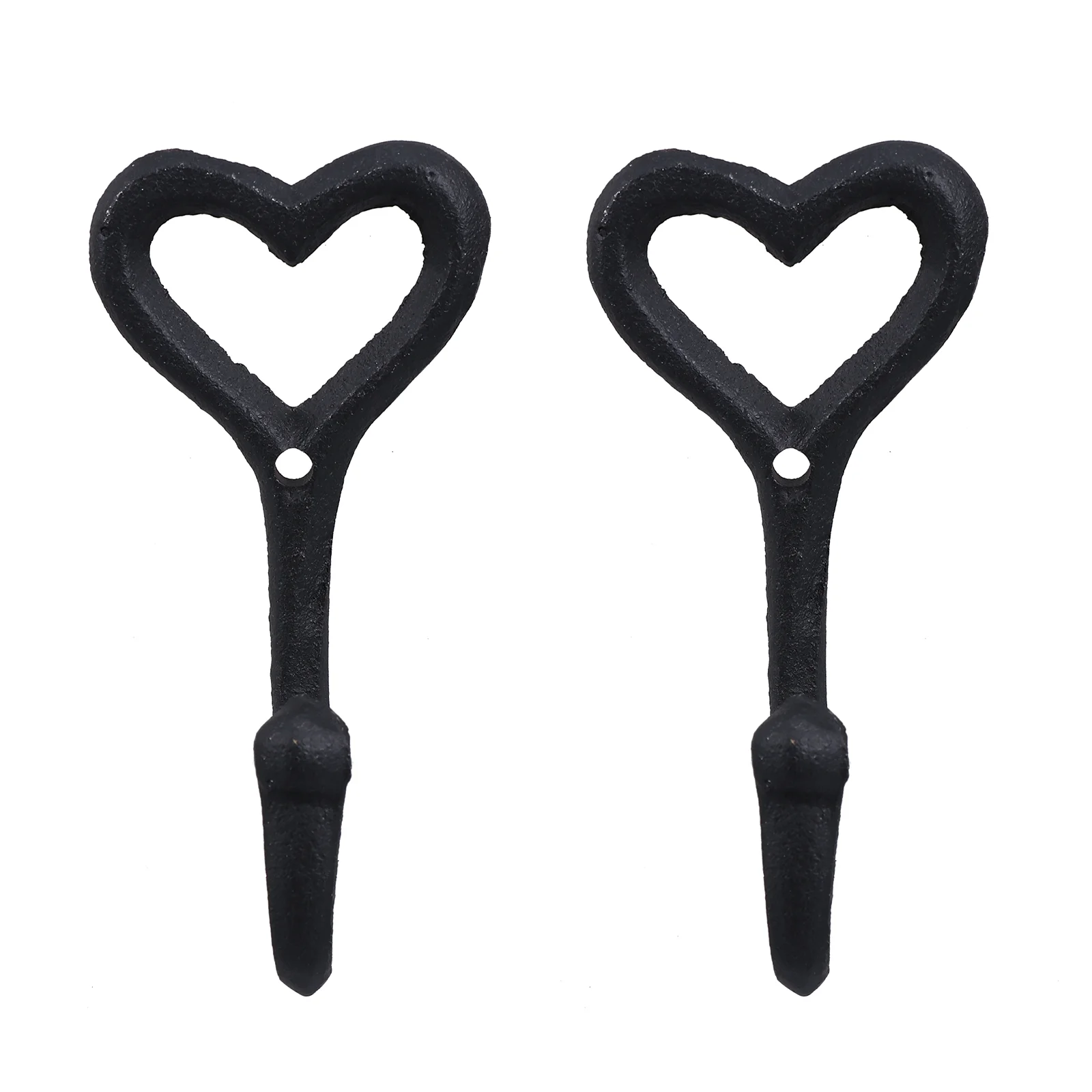 

2 Pcs Wall Hook Hat Towel Pared Coat Rack Clothes Heart Iron Holders Rustic Key up