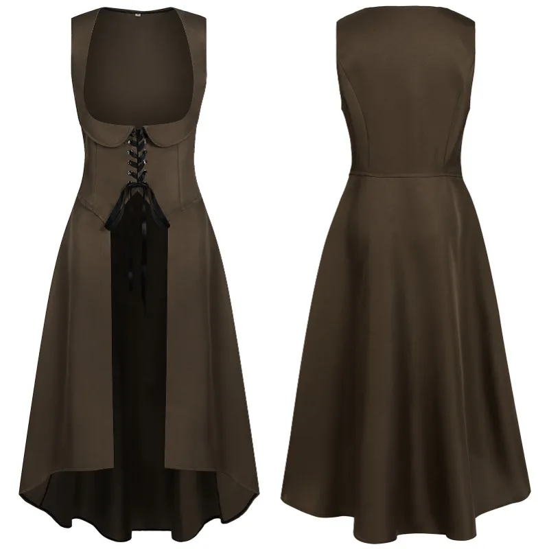 새로운 여성 중세 복고풍 여성 중간 길이 드레스 코스프레 의류 공연 의류 축제 의상