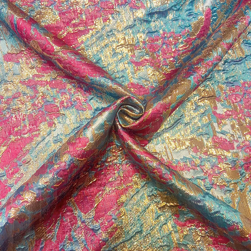 Popular Design African Jacquard Lace Fabric Gilded French Lace Fabric Nigerian Brocade Lace Fabric For Wedding Party Dress