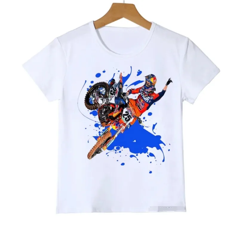 Interesting Super Motocross Print Teen Tshirt New Summer Children T Shirs Boys Clothes White Shirt Tops