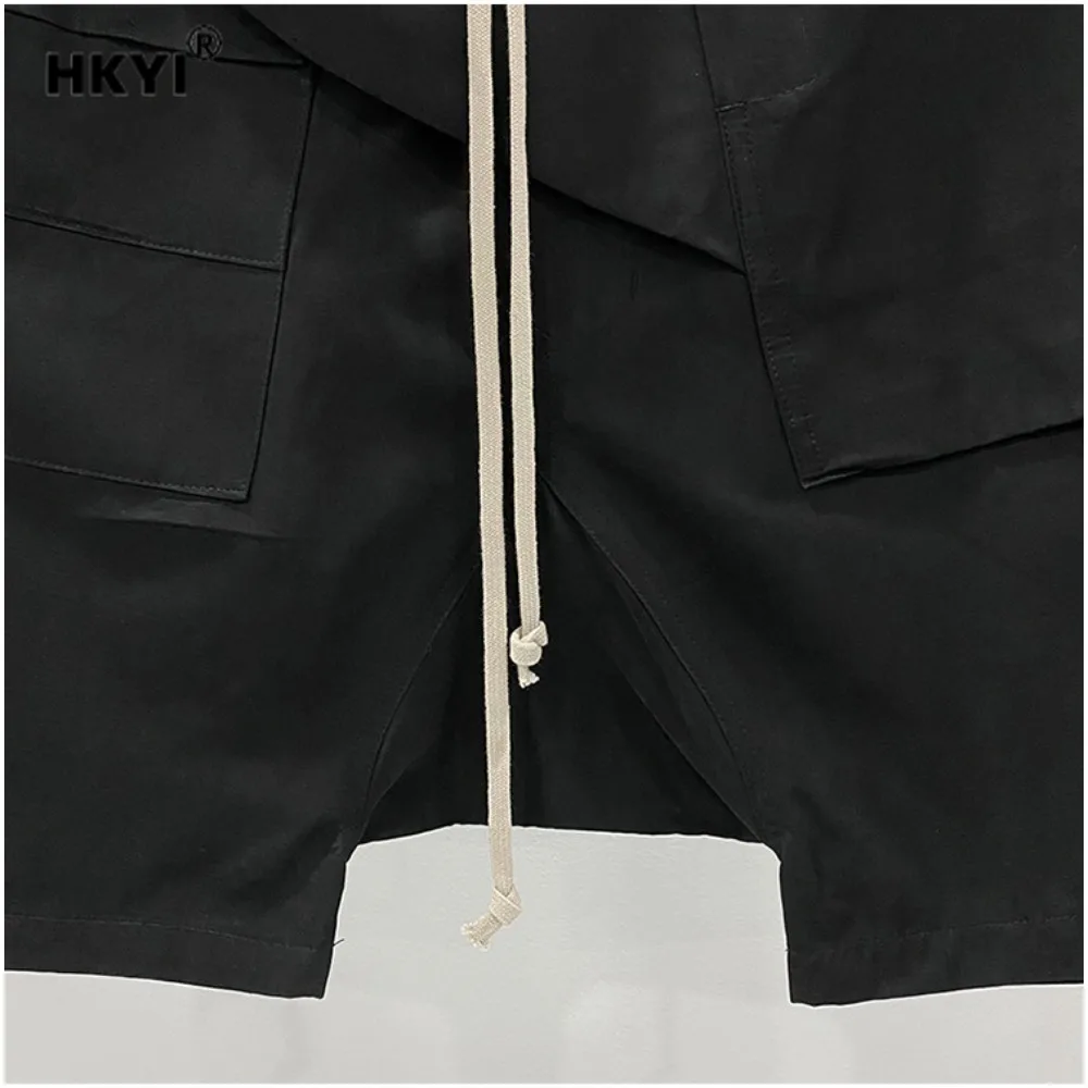 HKYI Men's Classic diagonal mid-thigh shorts mid length shorts, British dark hanging shorts pants