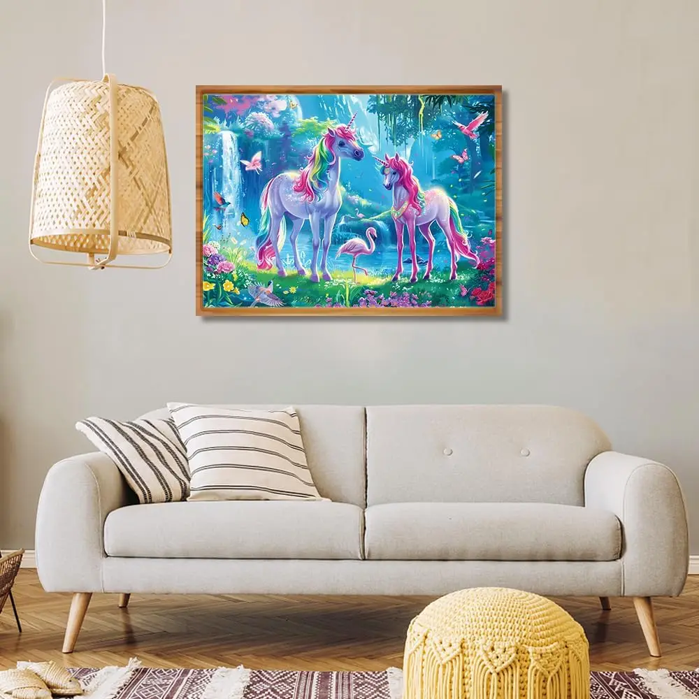 300/500/1000Pcs Wooden Puzzles for Princess Unicorns Jigsaw Puzzles for Bedroom Livingroom Challenging Family Activity Game