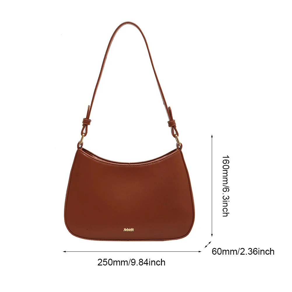 Retro Leather Underarm Bag Women\'s Solid Color Luxury Handbag Designer Large Capacity Simple Satchel Ladies Vintage Shoulder Bag