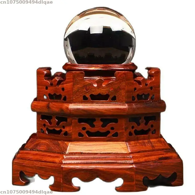 High End Solid Wood Carving Decoration Frame Spherical Handicraft Display Stand Rotatable And Detachable Magic Ball Display Base