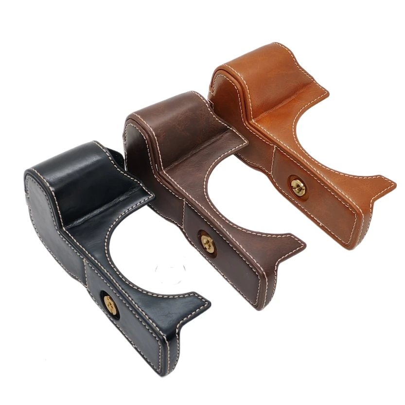 Oil Pattern PU Leather Camera Half Body Bottom Case for Canon EOS R8 RP Bottom Openning Base Cover