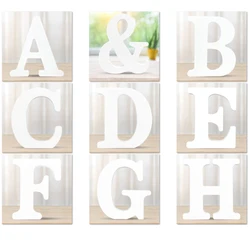 6 Inch White Wood Letters, Unfinished Wood Letters for Wall Decor Decorative Standing Letters Slices Sign Board Decoration for C