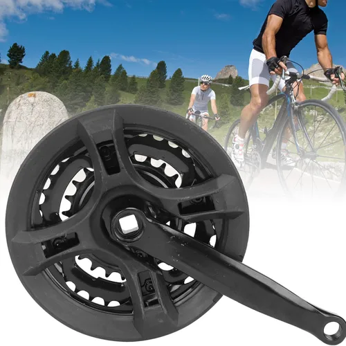 Imagen 1 del producto Bielas de acero de alto carbono con cubierta de cadenas para bicicleta de montaña, juego de bielas de carretera de velocidad Variable, 24-34-42T