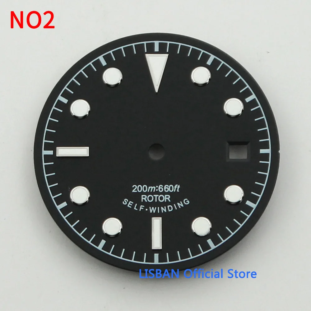 30.5mm Black Blue Sterile Luminous Dial fit NH35 ETA 2824 2836 Miyota 8215 821A Mingzhu DG2813 3804 ST1612