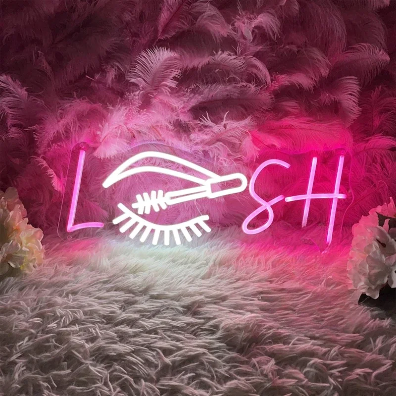 Eyelashes Neon Sign Custom Lash Mascara Brush LED Neon Sign Lash Studio Room Decor Beauty Salon Wall Sign Business Beauty