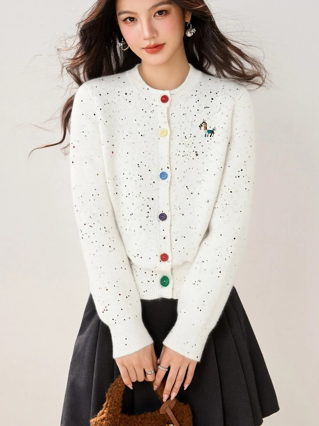 

Spring 2026 New Sle Candy Colored Embroidered Knitted Sweater Women's Little Jaet Lazy Sle Top Open Cardigan