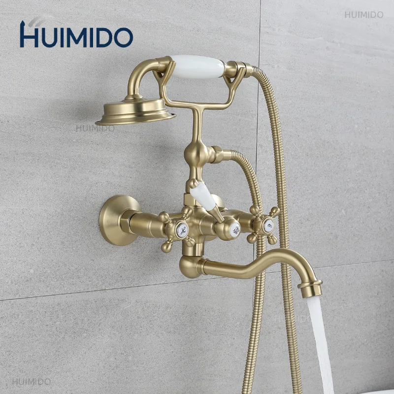 Brushed Brushed Gold Bathroom Bathtub Faucet + Handheld Shower Set Gold Luxury BathTub Mixer Taps Wall Mounted Brass - Aliexpress Deal