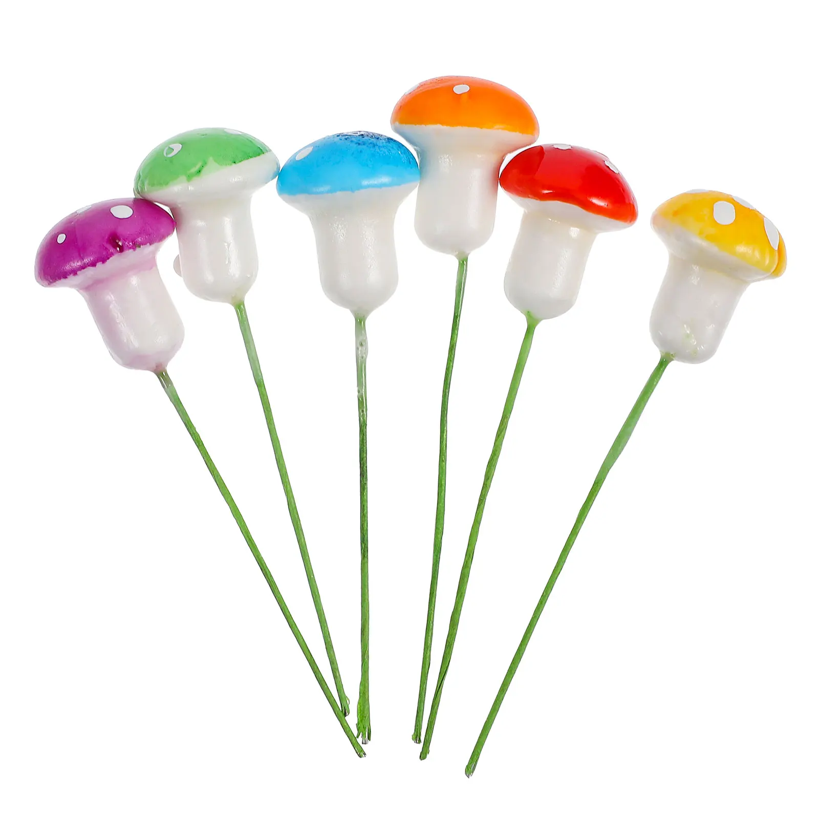 

100pcs Colorful Mushrooms Miniature Ornaments for Micro Landscape Garden Dollhouse Plant Pot Desktop Decor Foam Artificial