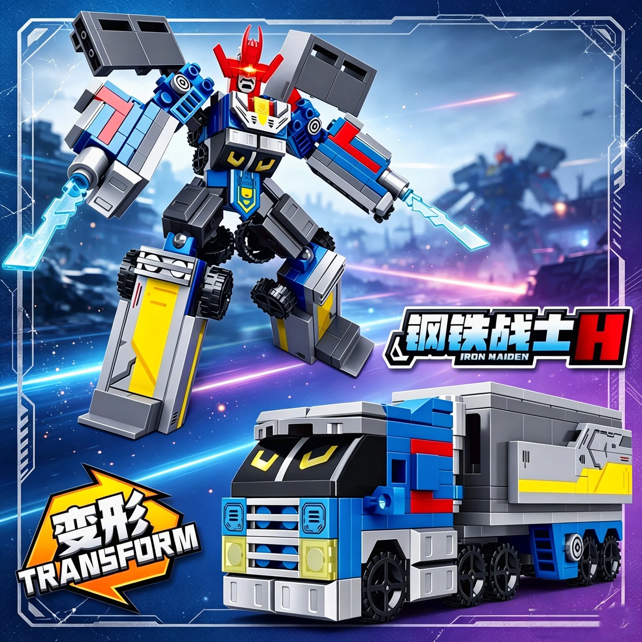 Steel Warrior Dual-Mode Transforming Robot Building Blocks, 2 Forms Cool Stylish Design, Easy Build, Holiday Gift for Boys