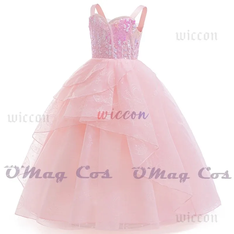 

Girl Wicked Glinda Cosplay Costume Pink Wedding Princess Evening Dress Costume Halloween Costume Carnival Party Women Pink Dress