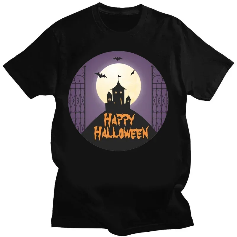 Funny Creative Ghost Gift T Shirts Women Men Clothing Tee Tops Happy Halloween Castle in The Moon T Shirt Ropa Mujer image 4