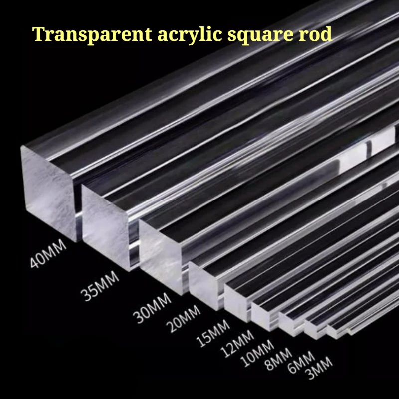 1-12pcs 2x2mm~40x40mm Transparent Acrylic Square Rod Plexiglassy Bar Length 200mm/500mm DIY Craft Architectural Model Material