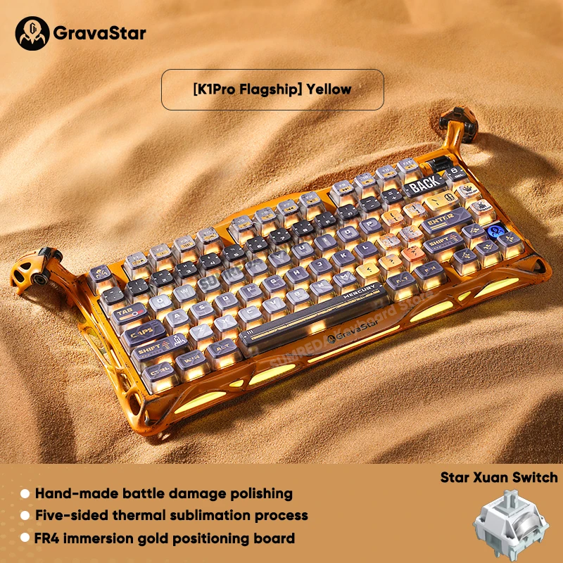 

GravaStar 75 K1 Pro Wireless Mechanical Keyboard 79 Keys Cyberpunk Aluminum Keyboard 8000mAh BT 2.4G Wired Hotswap Game Keyboard