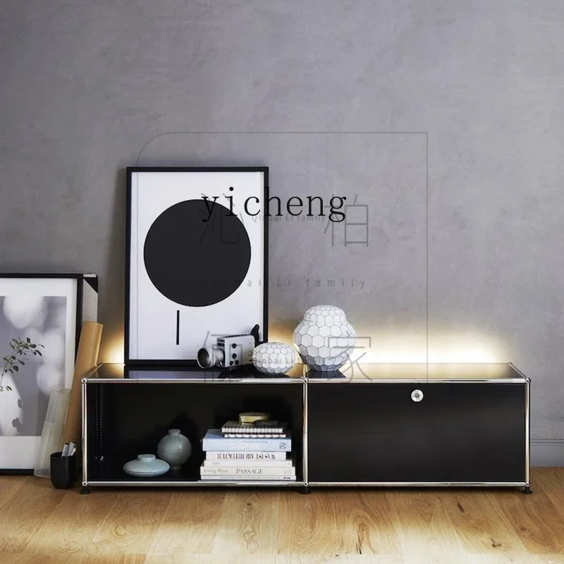 Stainless Steel Module Combination Cabinet Medieval Living Room TV Cabinet Light Luxury Storage Bedside TableX20