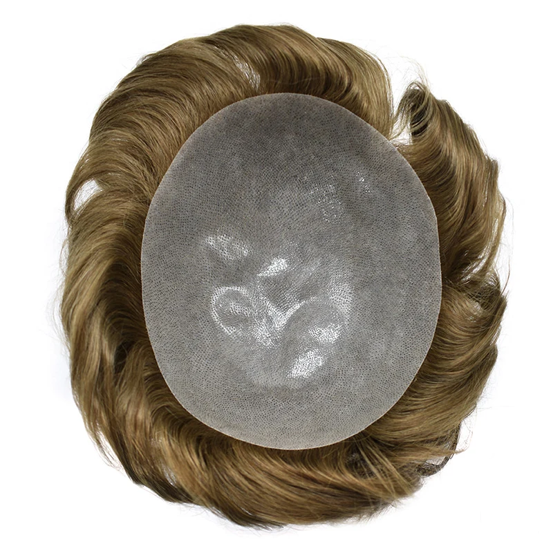 نظام شعر الجلد 0.1 مللي متر بدون عقد على شكل حرف V Pu شعر مستعار للرجال شعر مستعار متين للرجال 100% وحدة نظام الشعر البشري الاصطناعي #2