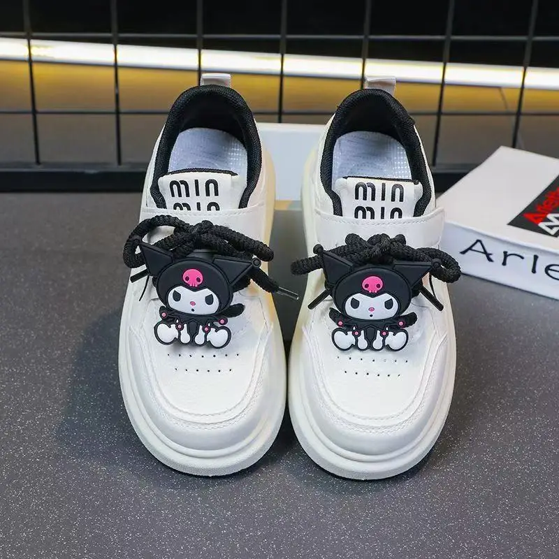 

real photo New Kuromi Children's Sports Shoes for Girls Soft soled kids Casual Board Shoes for Large Children Cartoon for Girls