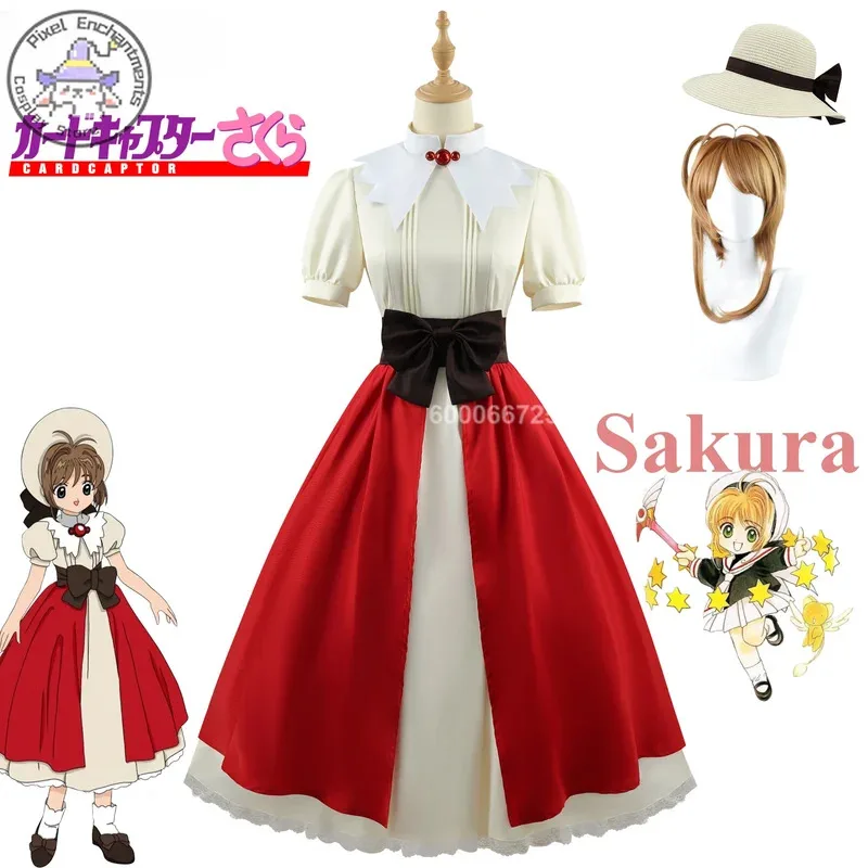 

Anime Cardcaptor Sakura Sakura Kinomoto Cosplay Costume Cute Women Lolita Wig Hat Great Grandfather Gift Sakura Role Play Outfit