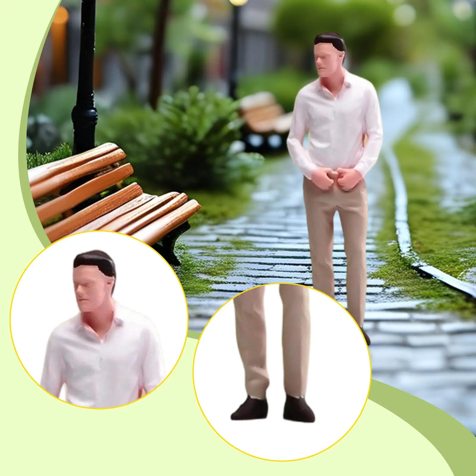 

Miniature Resin Man Figure Lifelike Tiny People Accessory for 1 64 Scale Building Model Layout