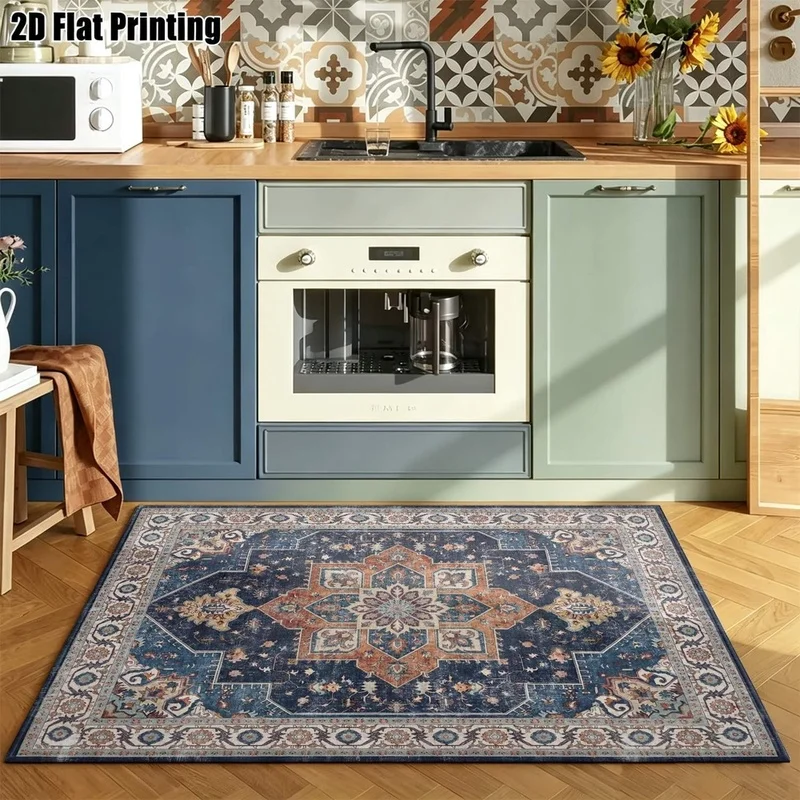 1Pc American Retro Persian Pattern Carpet, Machine Washable, Personalized Decoration, Essential for Light Luxury Home, Suitable for Living Room, Bedroom, Entryway, Office, Corridor