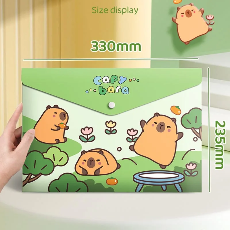 Imagem -06 - Lot Cartoon Capybara Panda a4 File Holder Cute Cat Pvc Document Bolsa Pencil Case Stationery Pouch Office School Supplies 20 Pcs