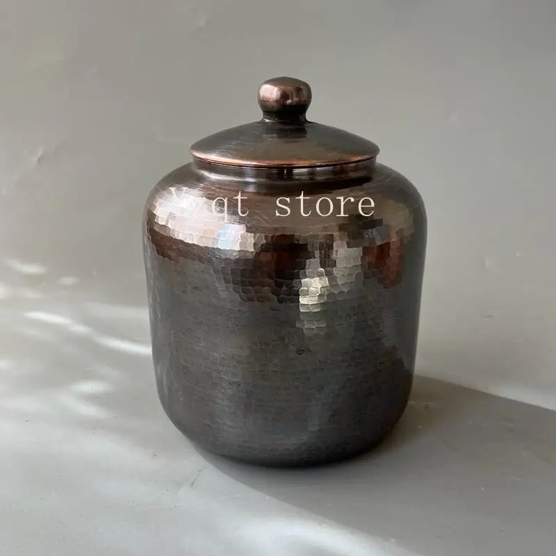 Pure copper can storage tank, Chinese integrated tea can, retro copper large-capacity model, tea can is purely hand-forged