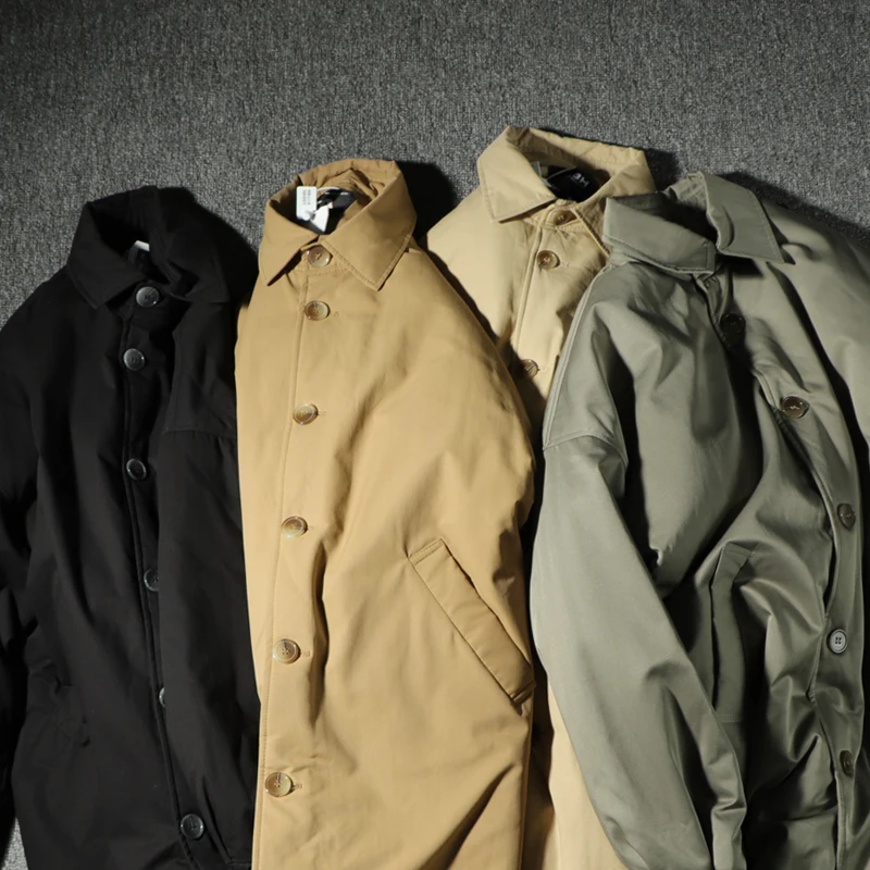 Cappotto in cotone Parka in pile di agnello con colletto stile americano per giacca invernale da uomo di media lunghezza alla moda giapponese