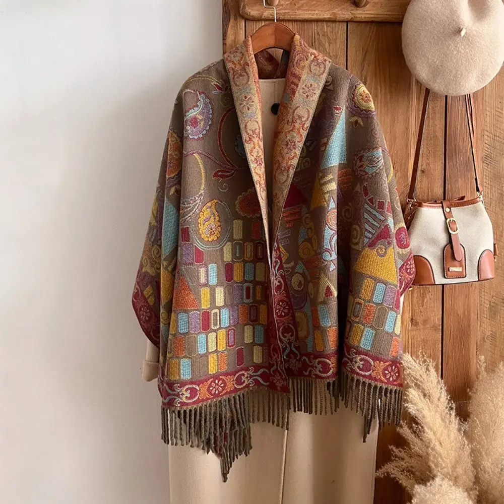 

Модный шарф в этническом стиле из имитации кашемира, сохраняющий тепло, мягкий на ощупь, женский шарф, ветрозащитный длинный платок для осени и зимы