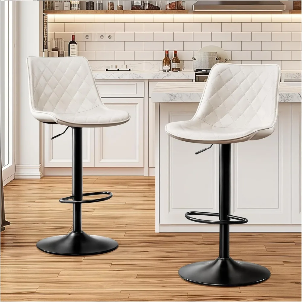 

Modern Bar Stool Height Adjustable Microfiber Leather Bar Chair X-Large Base and Seat Bar stools, Ergonomic Heavy Duty Counter
