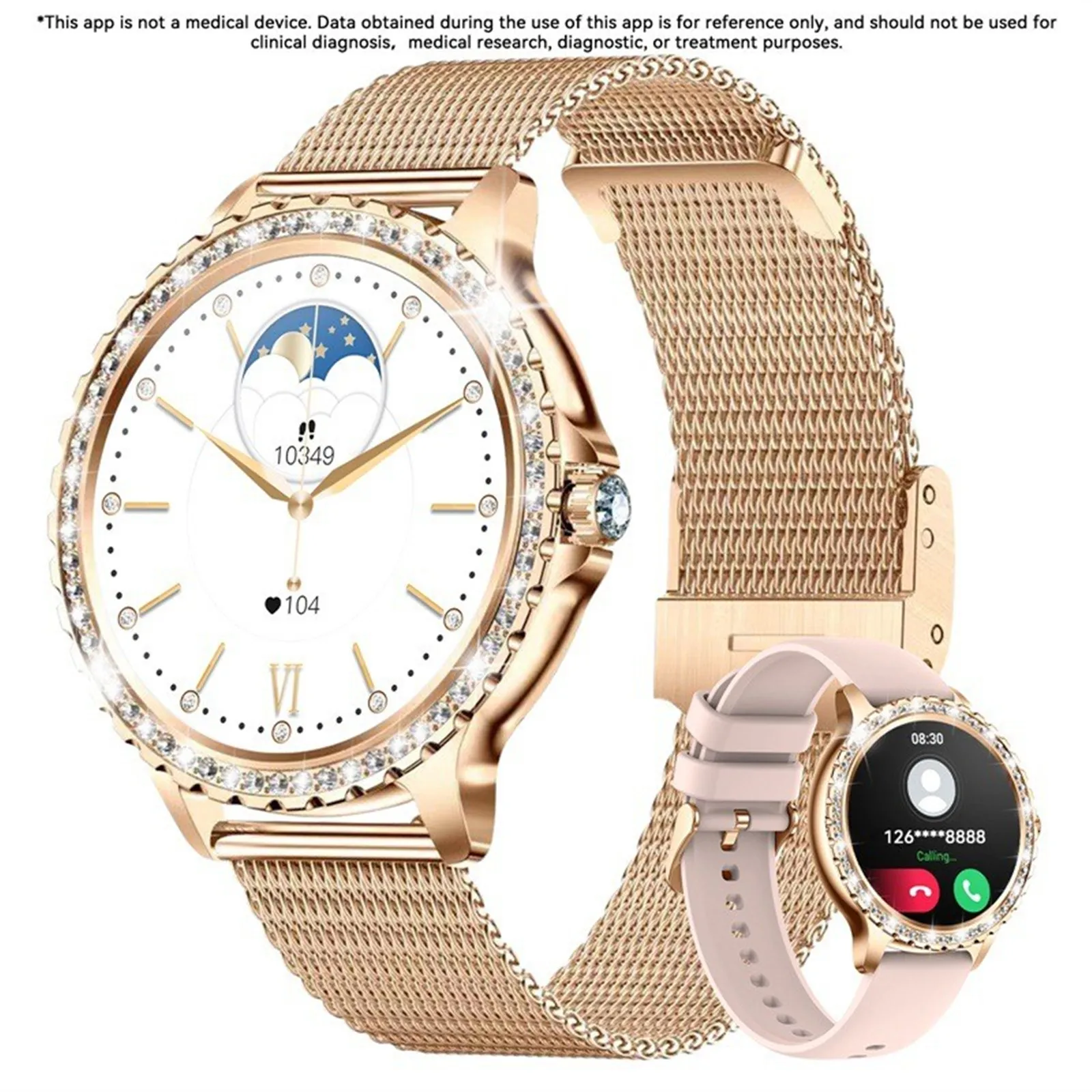 المرأة مقاوم للماء ساعة ذكية موبايل بلوتوث دعوة الموسيقى مراقبة الصحة الرياضة ساعة ذكية جهاز تعقب للياقة البدنية معصمه بلوتوث