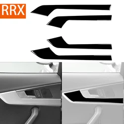 For Audi A4 B9 RS4 S4 2017 2018 2019 Door Panel Styling Cover Piano Black Stickers Car Interior Trim Accessories