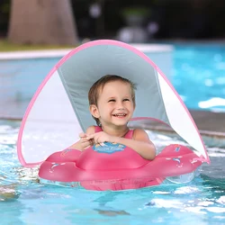 Flotador de natación con dosel para bebé, anillo flotante inflable para niños, accesorios de piscina, juguetes de baño circulares de verano