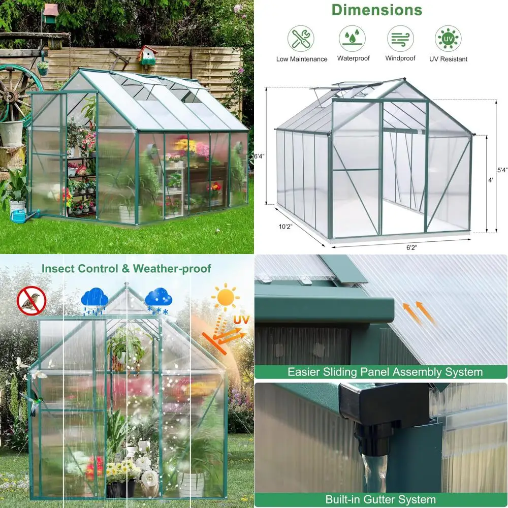 

10x6 Heavy-Duty Outdoor Greenhouse Kit with Double Vent, Lockable Door, Transparent Panels, Ideal for Garden Patio