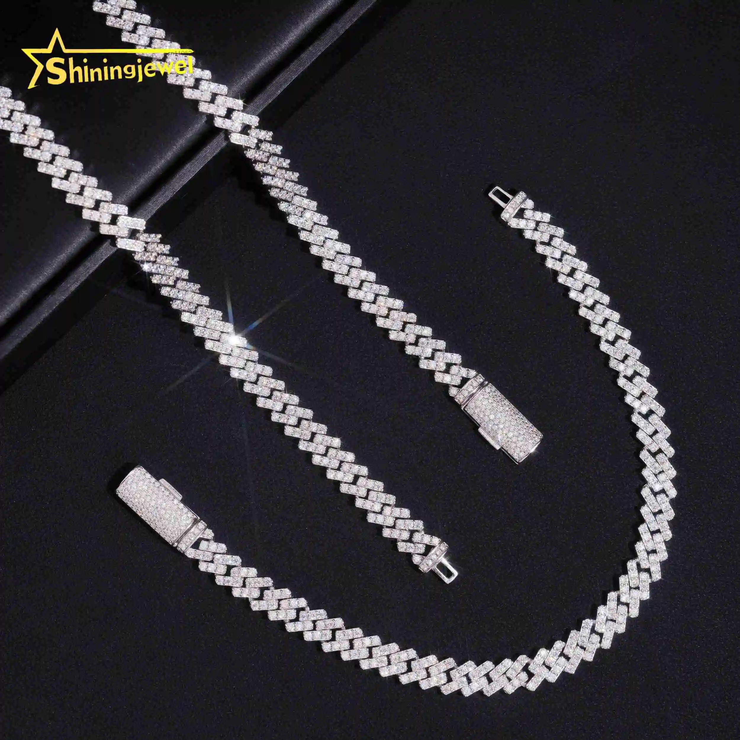 Hip Jewelry Hop 7mm Pass Diamond Test VVS Moissanite Cuban Link Chain 925 Sterling Silver Gold Plated Iced Out Cuban Necklace..