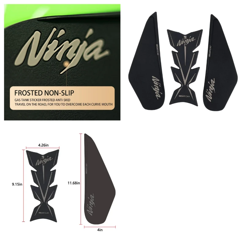 Фото Совместимый комплект накладок на топливный бак мотоцикла Kawasaki Ninja 400 Ninja 500, боковая наклейка на колено топливного бака, защита топливного бака